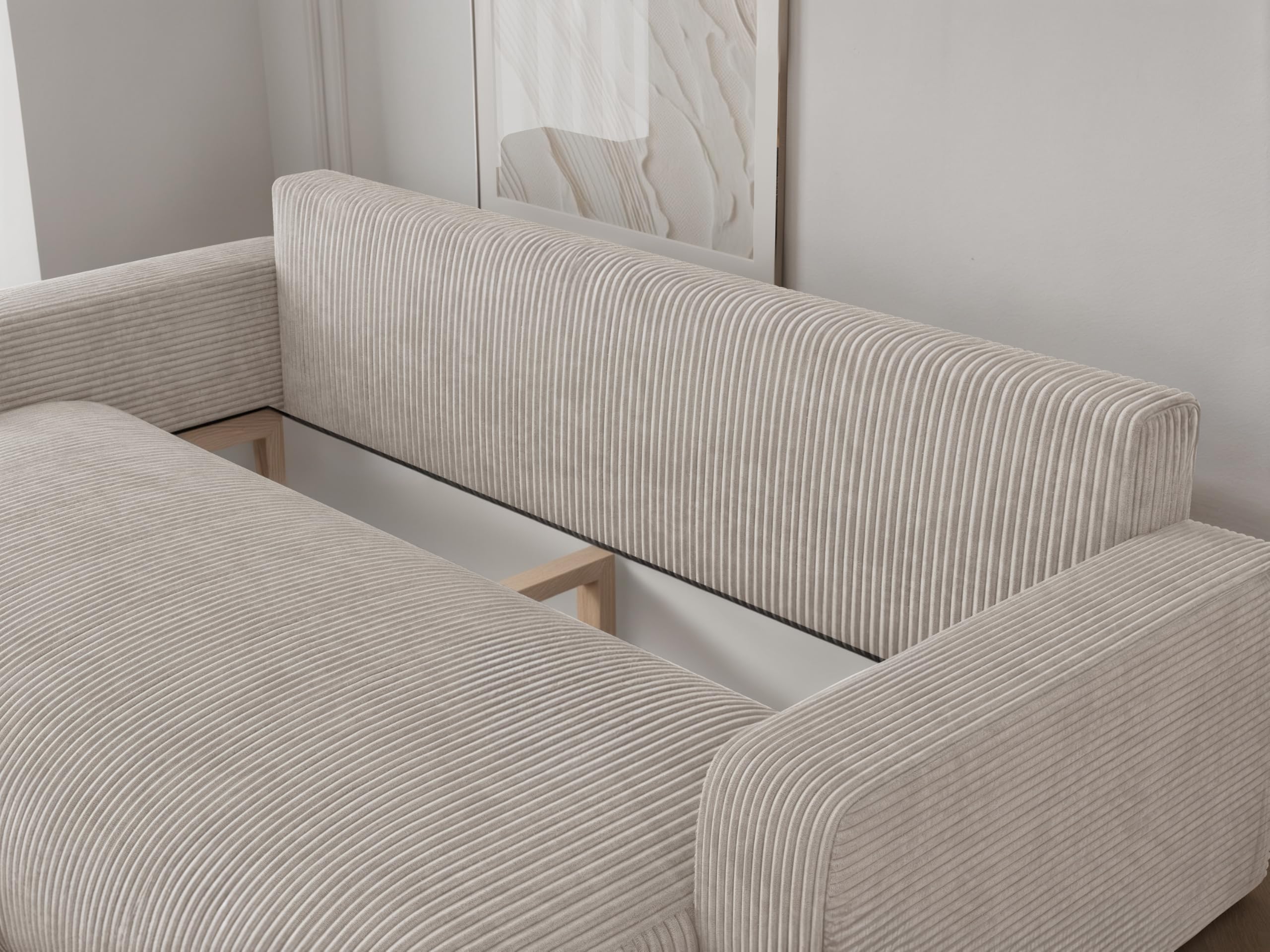 Schlafsofa mit Bettkasten 246x93 - Sofa Cord - 3 Sitzer Sofa mit schlaffunktion - Couch mit Schlaffunktion - Wohnzimmer Couch - Schlafcouch