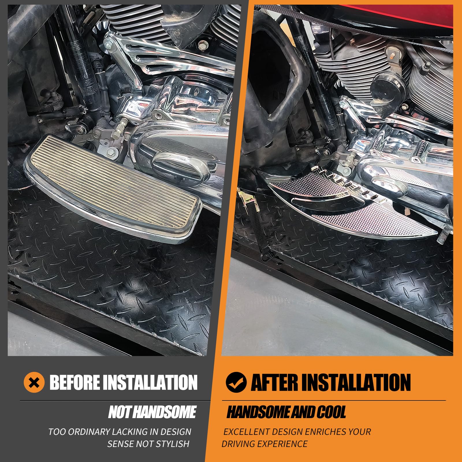 Motorrad-Fahrer-Fußraste Vordere Fahrer-Fußraste Pedal-Fußstützen Passend für Harley Touring Road King Road Glide Electra Glide Street Glide Softail Dyna Chrom