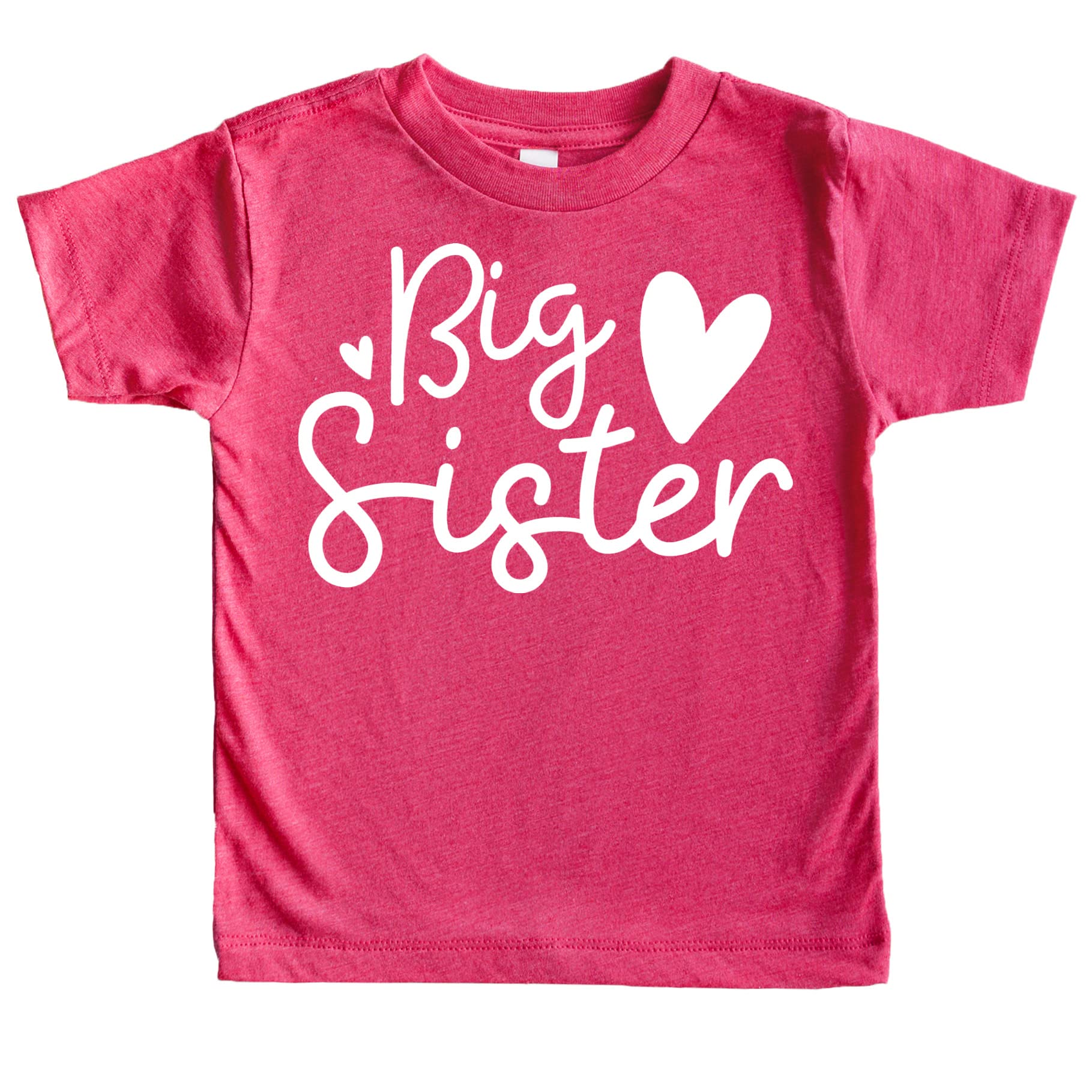Olive Loves AppleCursive Big Sister Hearts Sibling Reveal T-Shirt for Baby and Toddler Girls Sibling Outfits