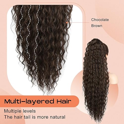 Miniatura 3 de SEIKEA Extensión de cola de caballo, 36 pulgadas de largo, ligera, natural, rizada, con cordón, cola de caballo falsa, múltiples capas, suave,