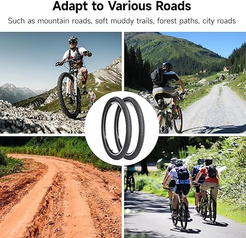 Miniatura 8 de yeesport Neumáticos de bicicleta de montaña de 24 pulgadas, paquete de 2 neumáticos de bicicleta plegables de 24 x 2.125 pulgadas y tubos de