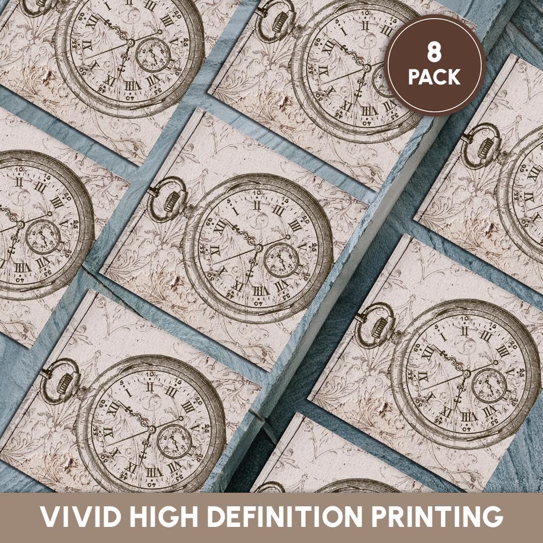 3dRose CST_110249_4 Vintage Stop Watch Steampunk Art-Ceramic Tile Coasters, Set of 8