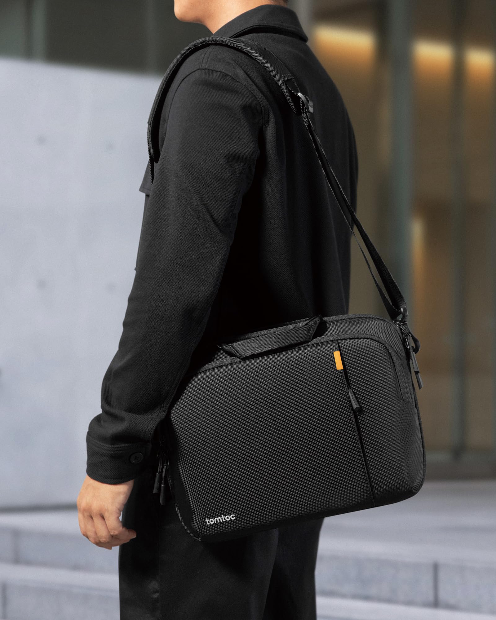 tomtoc 360° Bolsa para Portátil con bandolera para 14 Pulgadas Nuevo MacBook Pro M5 Pro/Max (2026), M5/M4/M3/M2/M1, 13,5" Surface Laptop 6/5/4/3, Ordenador Maletín Bolsa de hombro para Trabajo