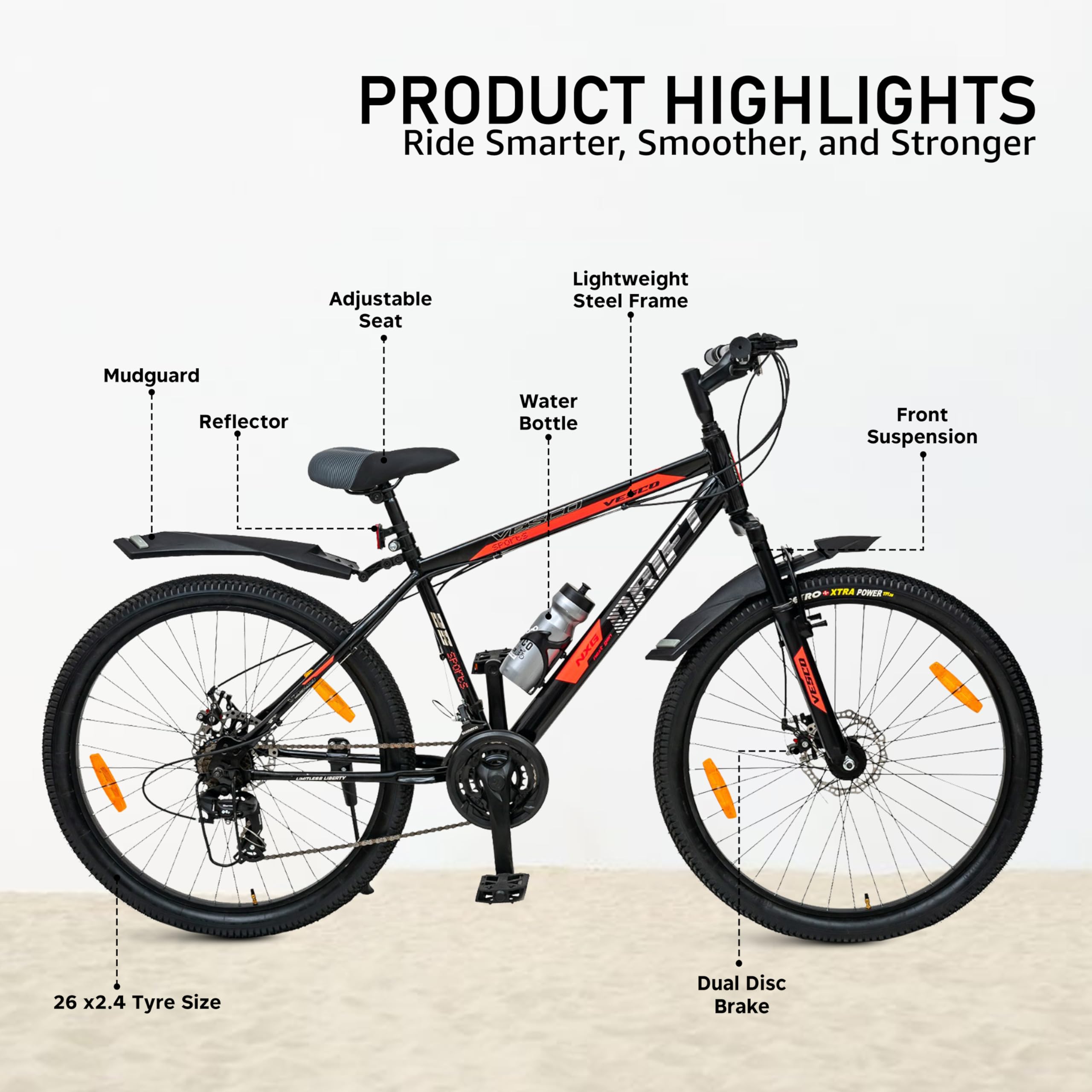 Vesco 21 Speed Dual Suspension Mountain Bike Vesco Drift Nxg