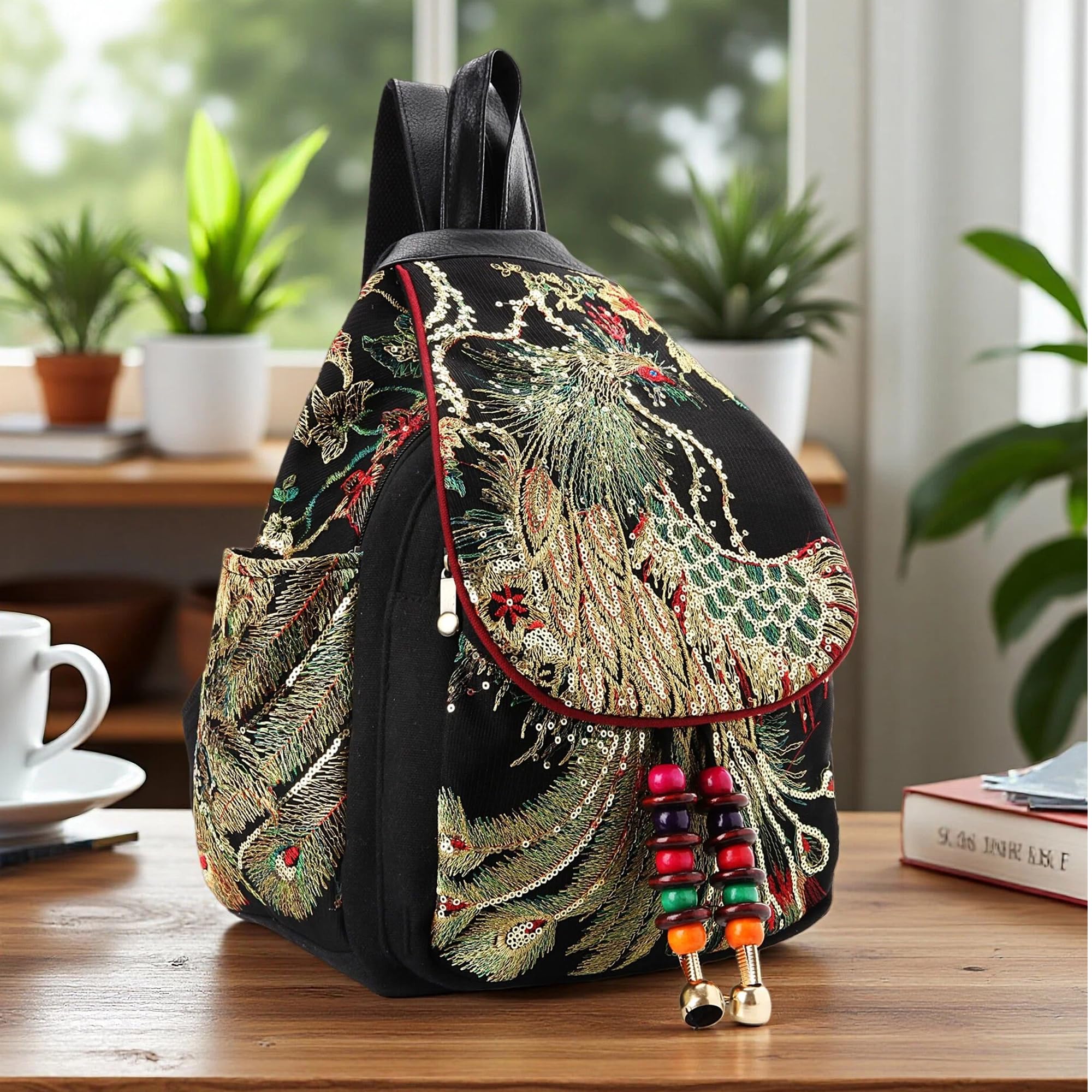 Goodhan Zaino da donna in tela, casual, borsa a tracolla, vintage, resistente, antifurto, da viaggio