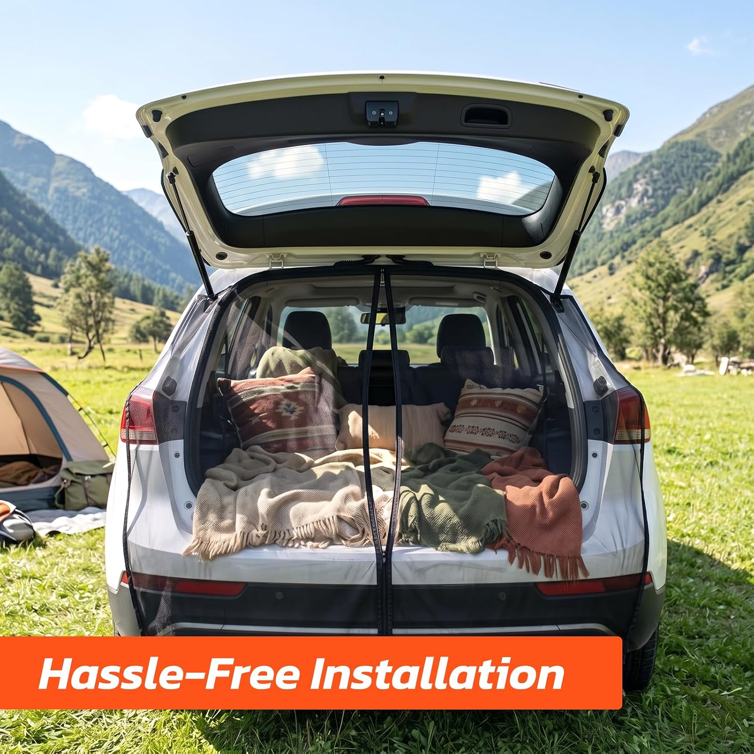 Car Tailgate Net, Breathable Anti-Mosquito Magnetic Net, Suitable for SUVs, MPVs, and Vans, Essential for Camping and Outdoor Activities