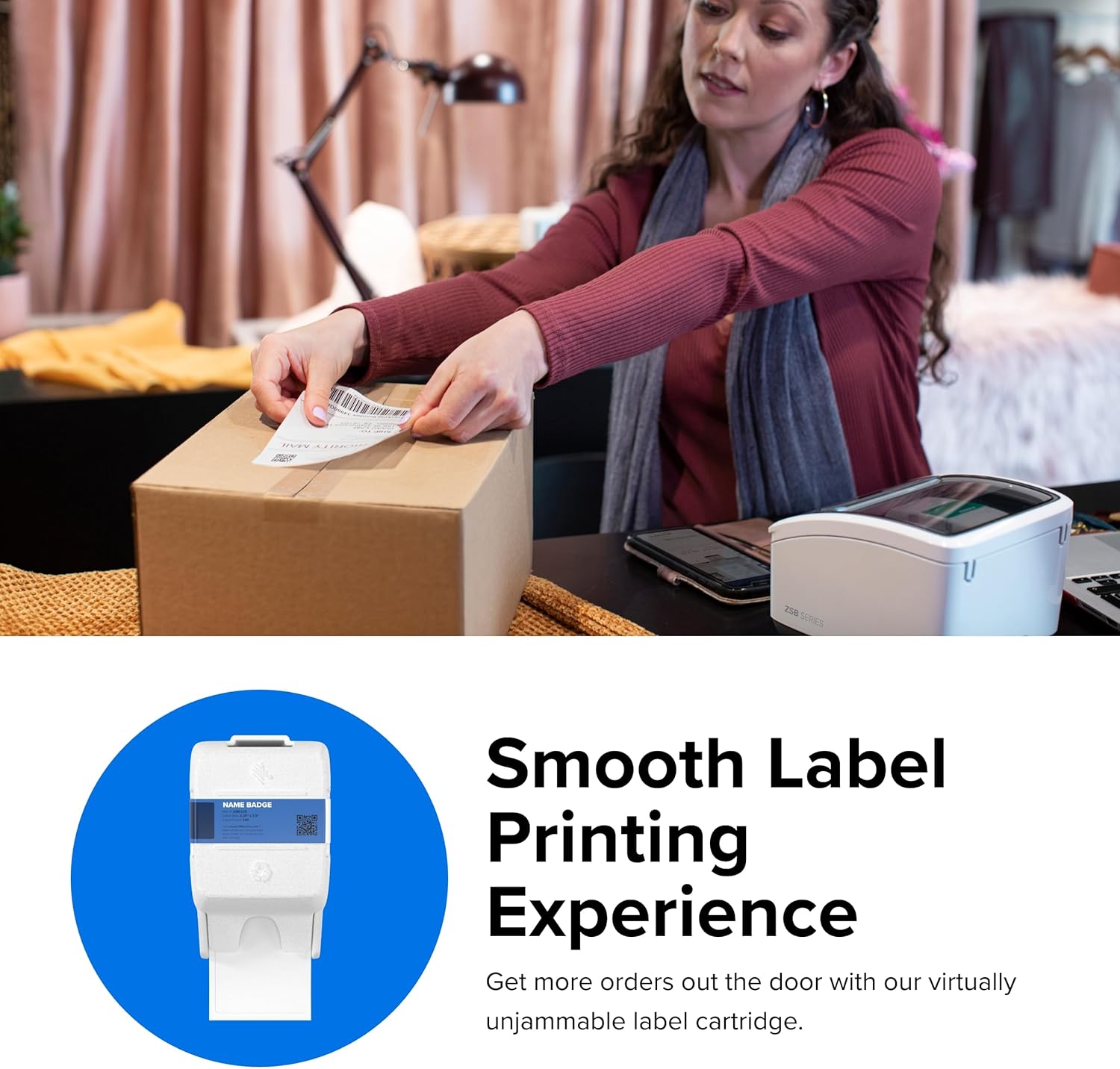 Zebra ZSB Series Labels - Potato Starch-Based Printer Label Paper - Recyclable Cartridge for Stickers - Versatile, Cloud-Based Adhesive - Name Badge, 2.25" x 3.5" - Image 3