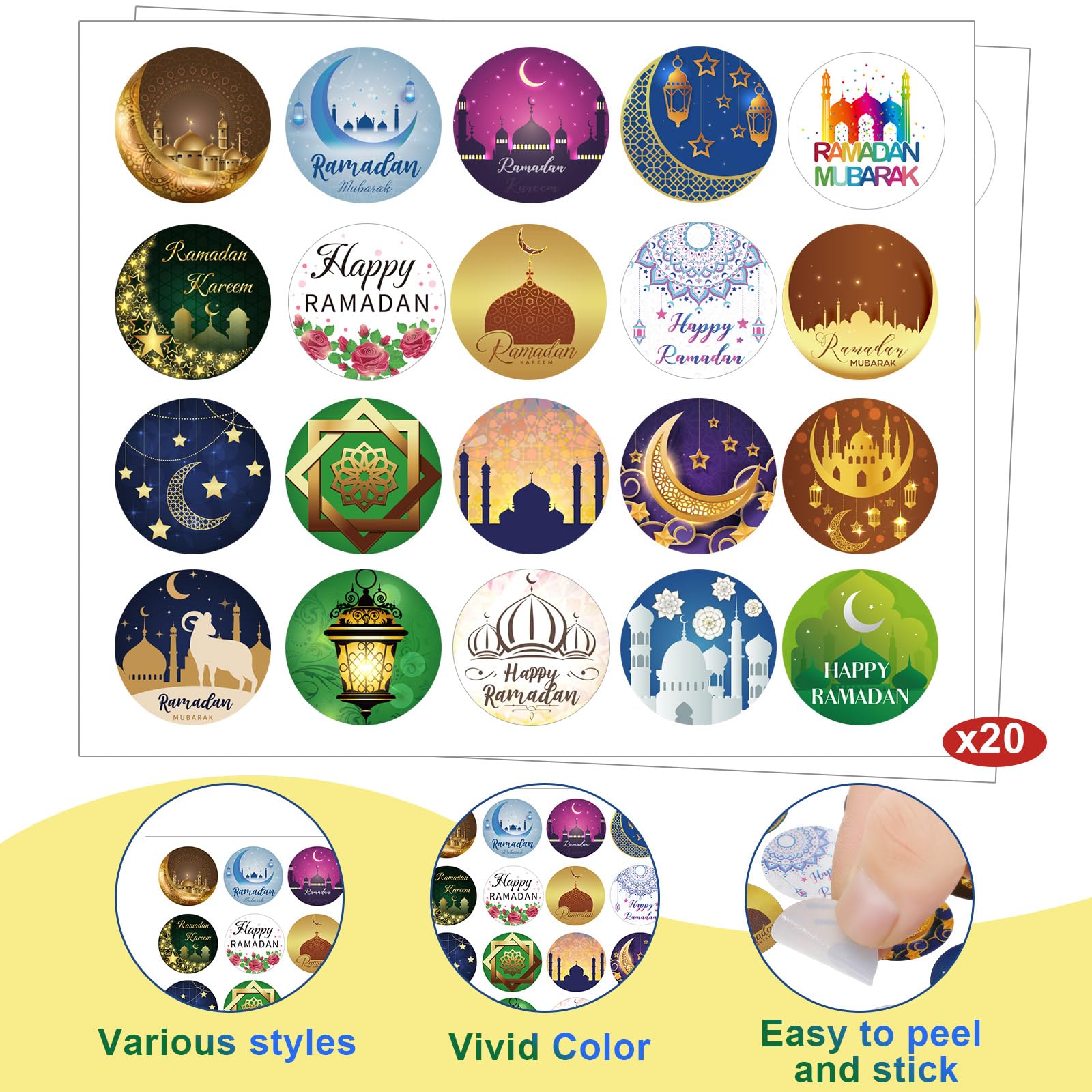 Mooliwe 496 Pcs Ramadan Gifts Eid Ramadan Pencil Wristband Sticker Set Including 48 Pencil 48 Wristband 400 Sticker for Mubarak Party Decorations Gifts(Classic)