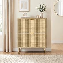 KIGOTY Narrow Shoe Storage Cabinet, Shoe Cabinet with 2 Flip Drawers, Freestanding Shoe Organizer with Legs for Entryway, Slim Shoe Rack Cabinet for Enterway Yellow, 2 Flip Drawer
