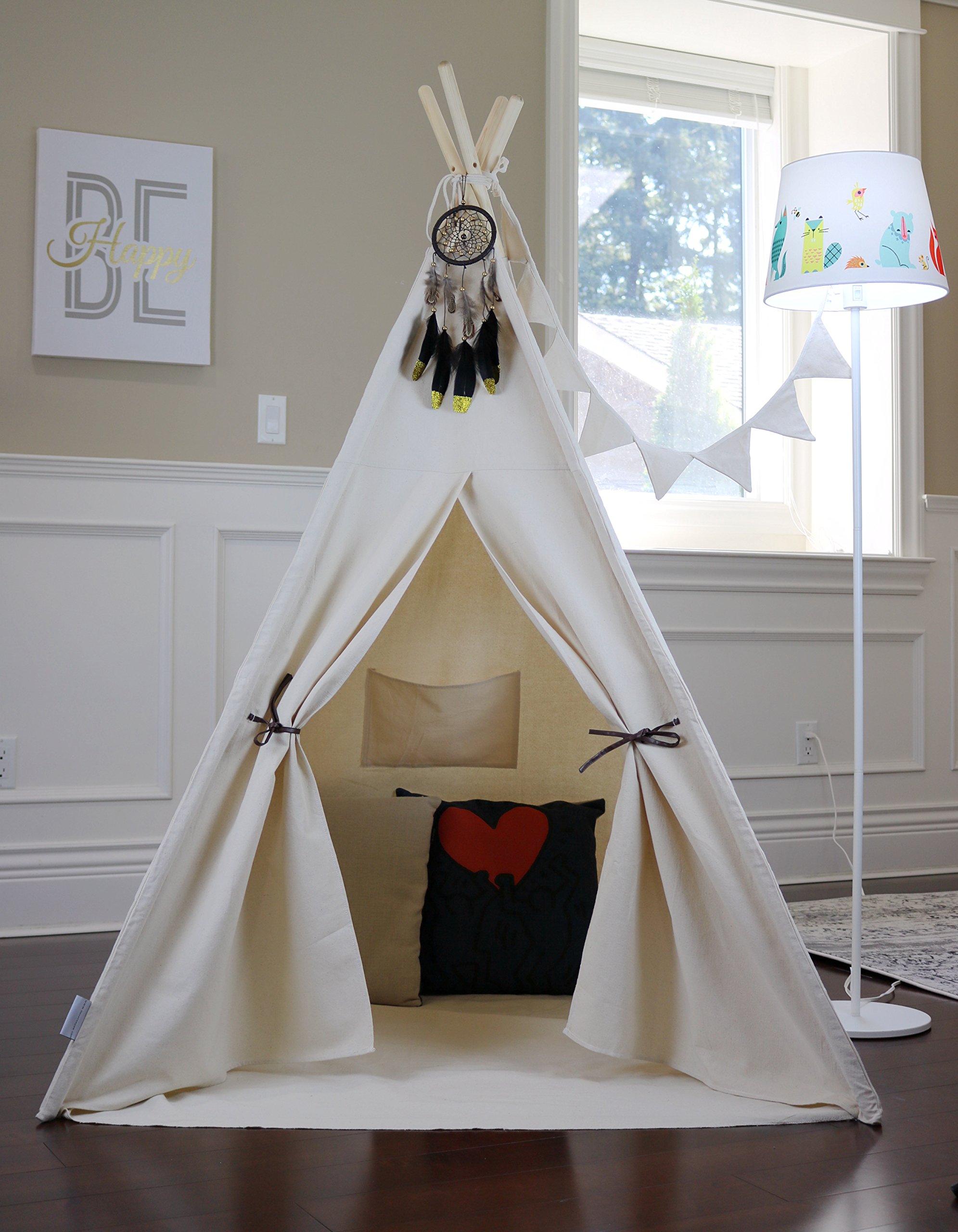 Original Canvas Teepee with Floor, Poles, Pocket, Bunting & Hand Bag