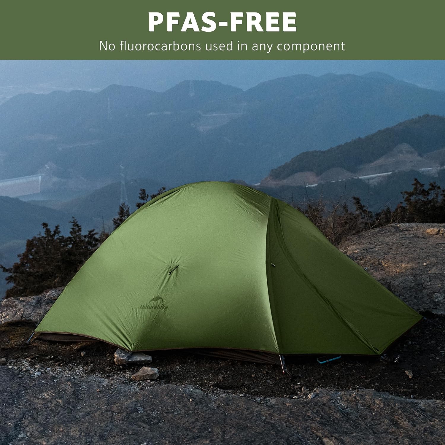 Naturehike Cloud up 2 Person Tent Made of PFAS-Free Materials, Lightweight Backpacking Tent for Camping, Backpacking, Hiking, Cycling