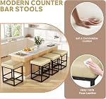 Tabourets de comptoir de hauteur de bar 2, 24" Tabourets pour comptoir de cuisine, Tabouret de comptoir en cuir faux avec des sièges carrés épais & Base métallique robuste (Beige)