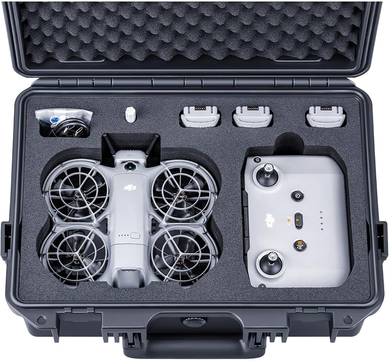 Lykus Titan N200 Waterproof Hard Case for DJI Neo 2 and RC-N3/N2 Controller, Shoulder Strap Included, Support Up to 7 Batteries [CASE ONLY]