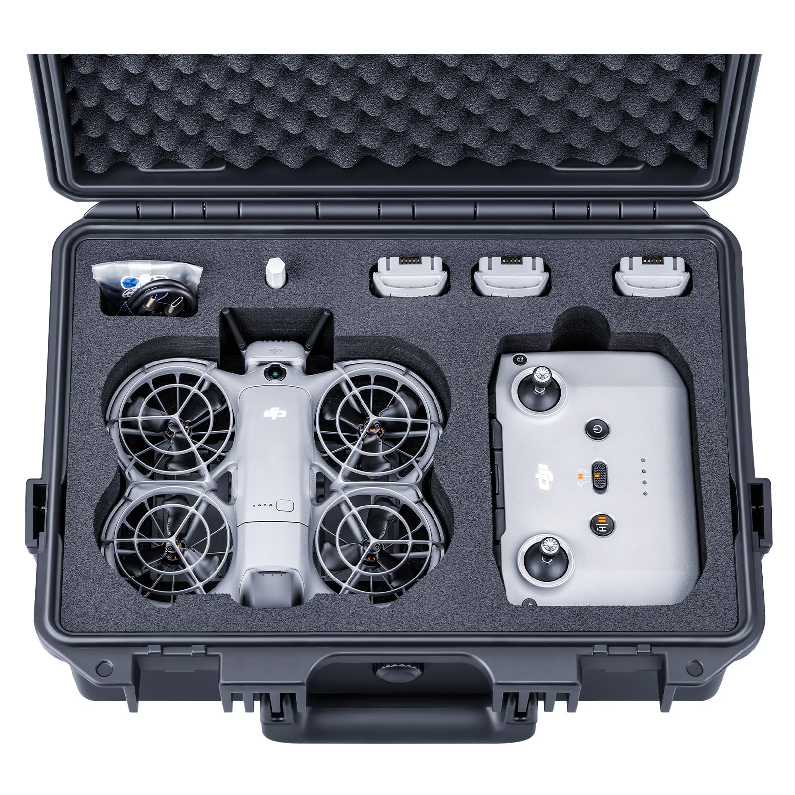 Lykus Titan N200 Waterproof Hard Case for DJI Neo 2 and RC-N3/N2 Controller, Shoulder Strap Included, Support Up to 7 Batteries [CASE ONLY]