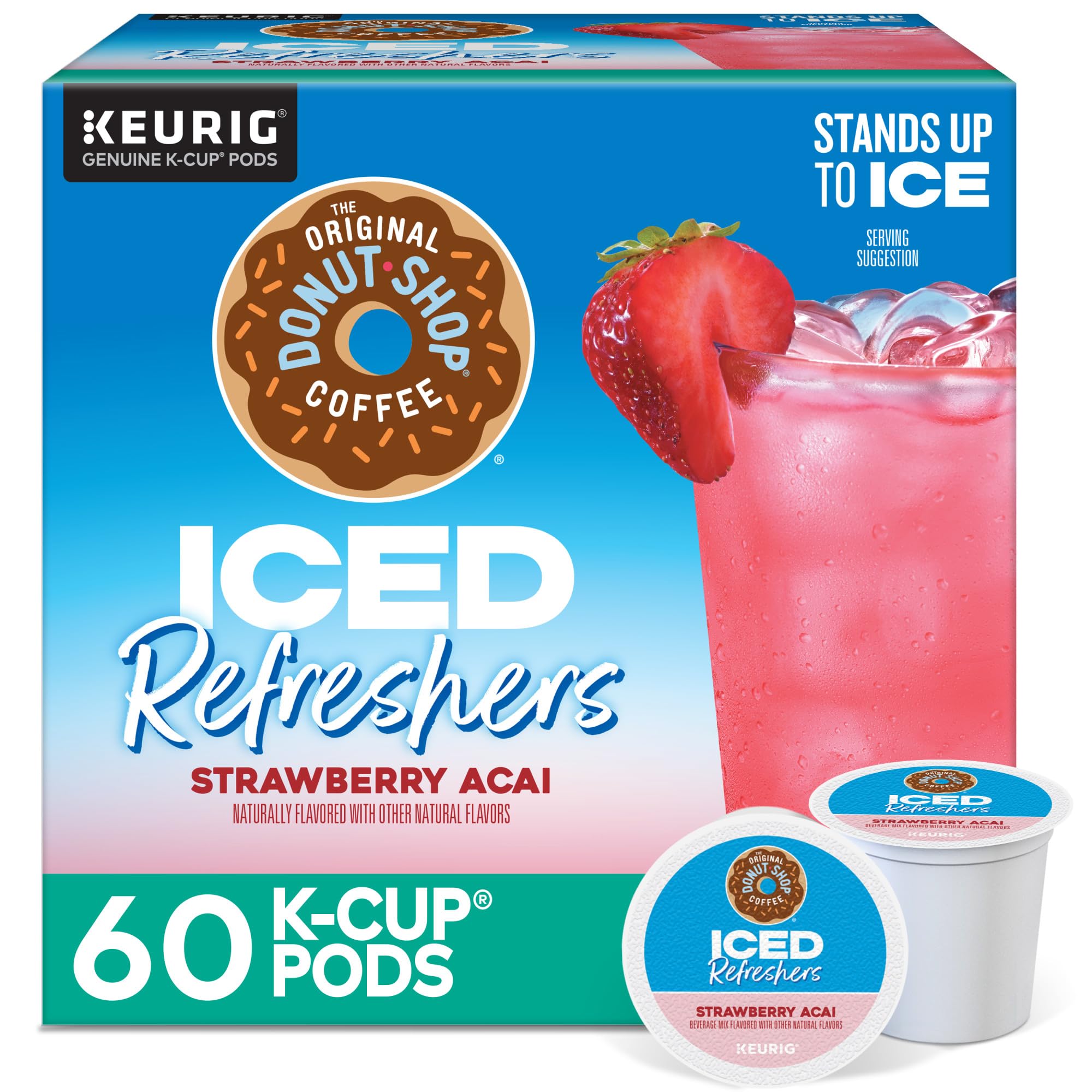 The Original Donut Shop Iced Refreshers, Strawberry Acai Flavor, Keurig Single Serve K-Cup Capsules, 60 Count (6 Packs of 10)