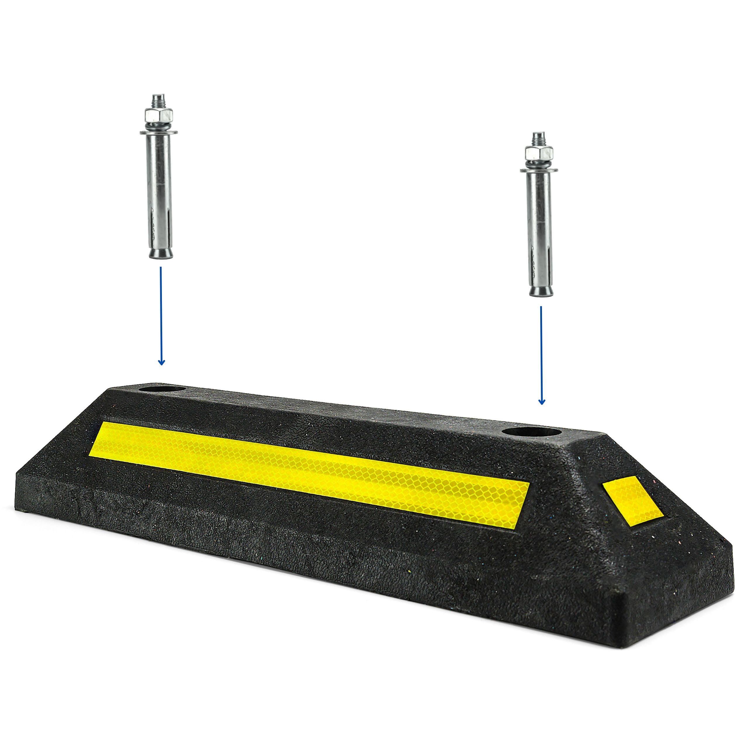 4x Radstopper 56cm aus recyceltem Gummi mit 4 Reflektoren – Umweltfreundliche Parkplatzbegrenzung für PKW, SUV & Transporter – Robuste Parkhilfe für Garage, Stellplatz & Außenbereich (4x Stück)