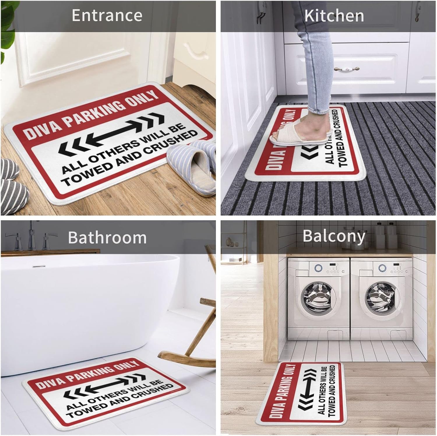 Fall Kitchen Rugs and Mats Diva Parking Only Rug Door Mats for Inside Entry Floor Mats for Home(Size:65X90CM)