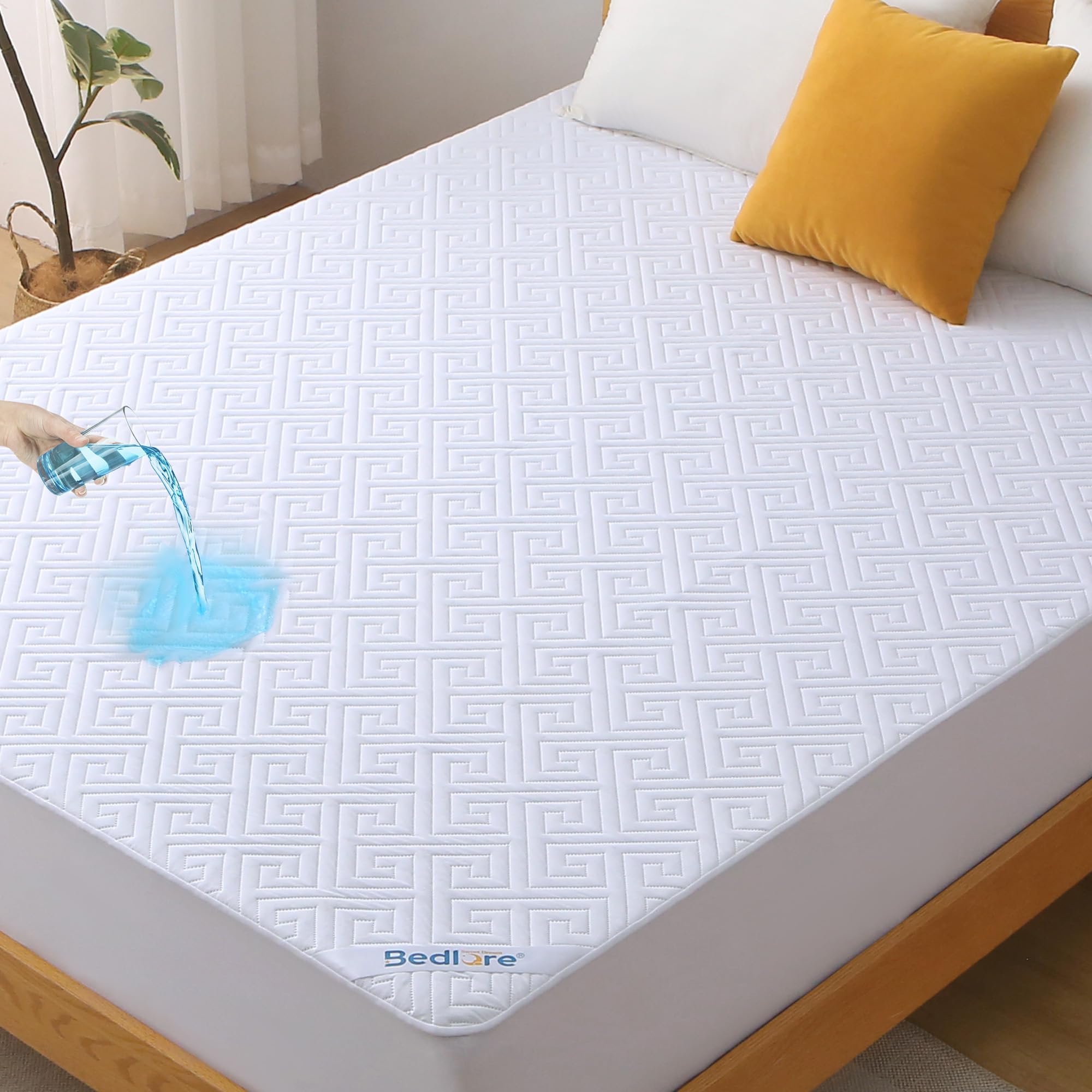 BEDLORE Protège Matelas 180x200 cm, Imperméable Housse Protection Matelas Bonnet 40 cm avec Élasticité Tout Autour, Protege-Matelas Certifié Oeko-TEX, Alèse Souple et Respirant Drap Housse (Blanc)