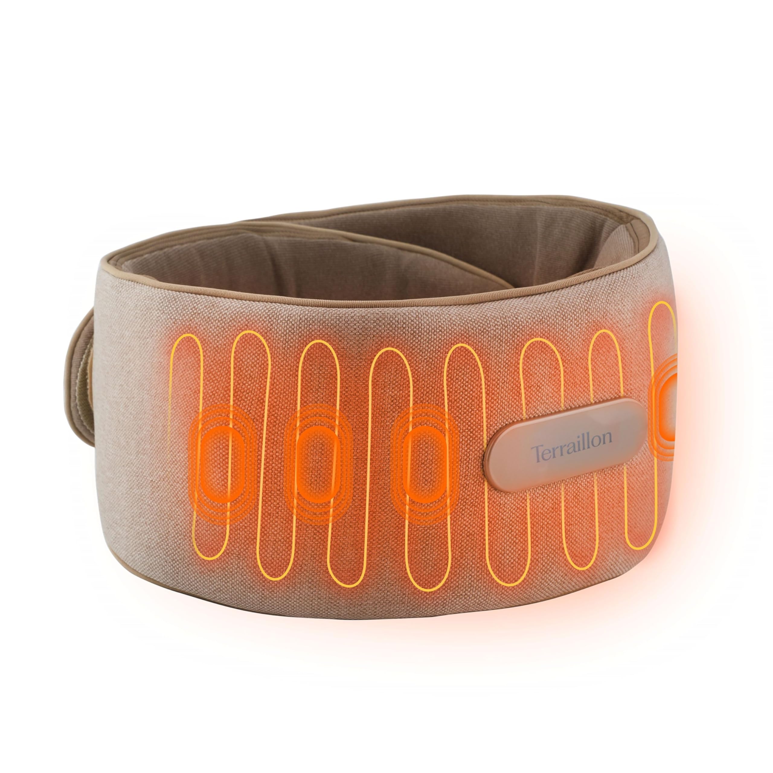 TERRAILLON - WAIST MASSAGER, Massagegürtel für Rücken und Bauch, 2 Massagemodi: Vibration und Kompression, 3 Temperaturstufen, wiederaufladbar über USB-C
