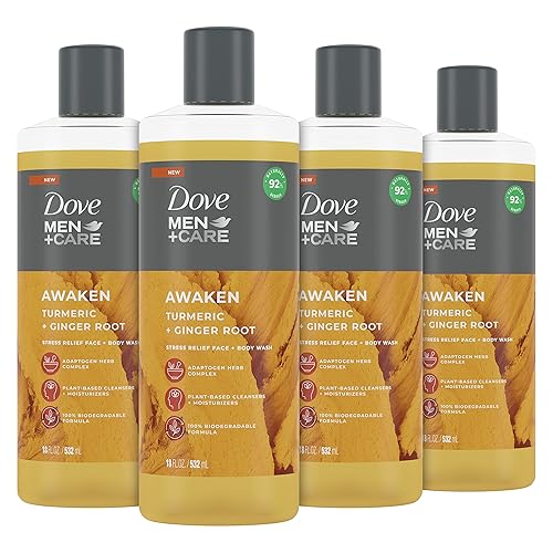 DOVE MEN + CARE Face + Body Wash For Men Awaken Turmeric + Ginger Root 18 oz 4 unidades
