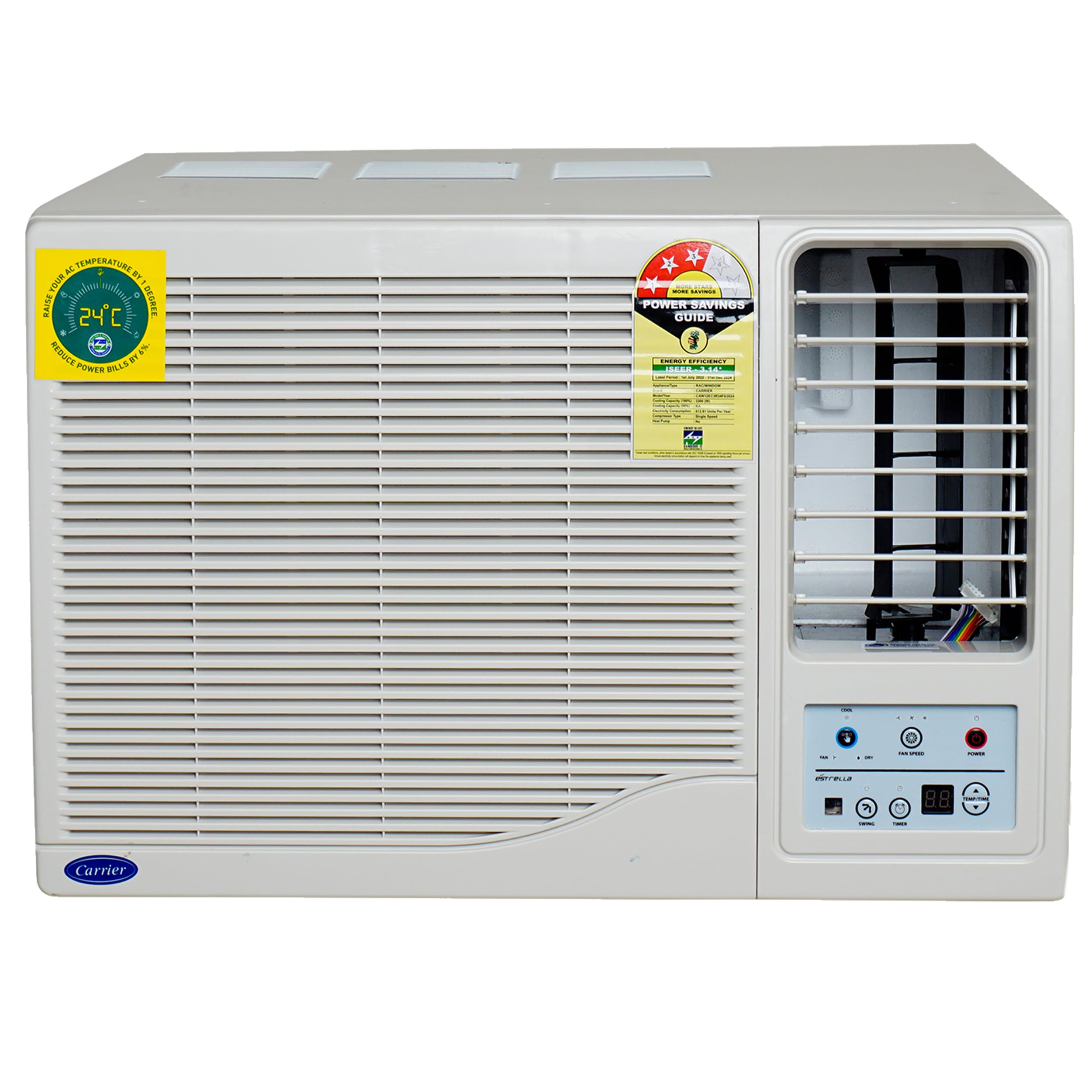 Carrier 1Ton 3 Star Window Fixed Speed AC(Copper, Dust Filter & Turbo Mode, 2024 Model, Estrella Ex,CAW12EC3R34F0,White) (B0D63HWW96) Amazon Price History, Amazon Price Tracker