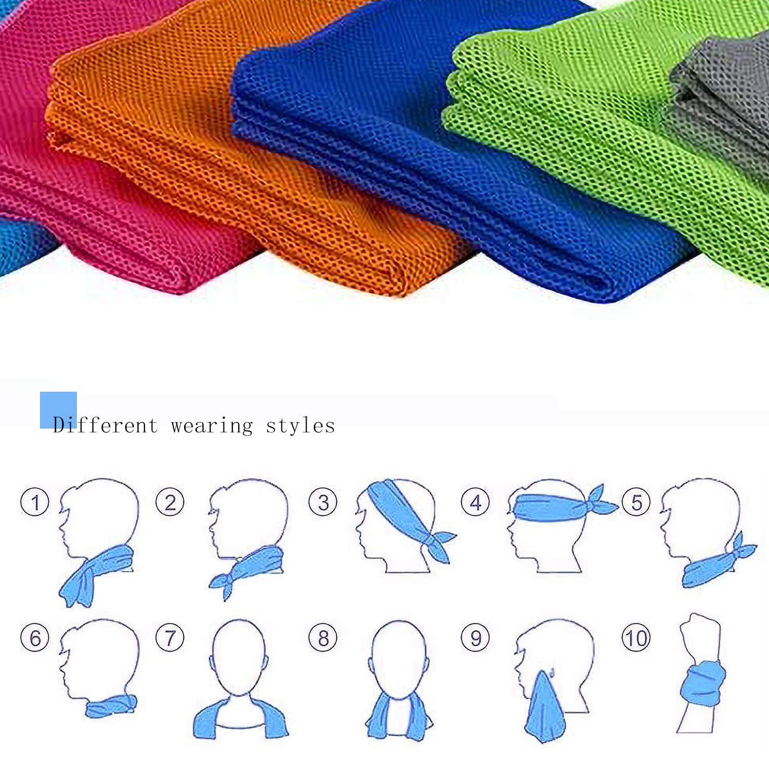 Yisscen 10 pezzi Asciugamano di raffreddamento, Raffreddamento asciugamano in microfibra, Asciugamano Rinfrescante, per sport fitness yoga, golf, campeggio, spiaggia, allenamento, viaggio