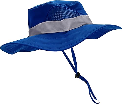 Miniatura 2 de Conjunto de combinación SM seguro para niños y niñas 1 chaleco de carga azul para niños con correas de seguridad reflectantes y 1 sombrero de sol