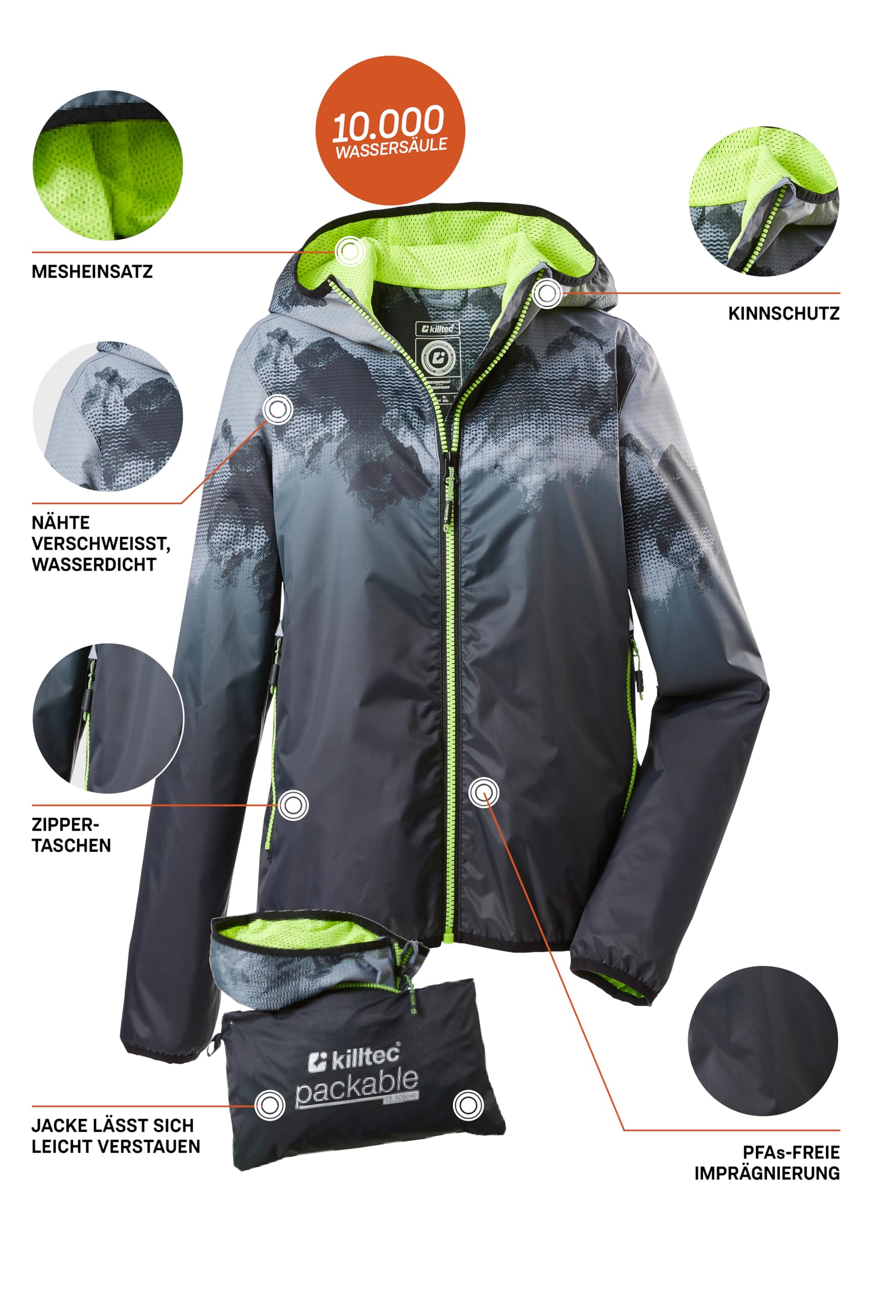 Killtec Lyse Bys Jckt B Funktionsjacke/Regenjacke mit Kapuze, packbar Bambini e ragazzi