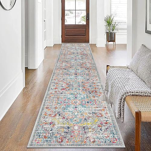 Pauwer Boho Hallway Runner Rug 2x10 Washable Entryway Area Rugs Non Slip Farmhouse Vintage Floor Mat Carpet Runner for Hallways Laundry Room Kitchen Bathroom Bedroom