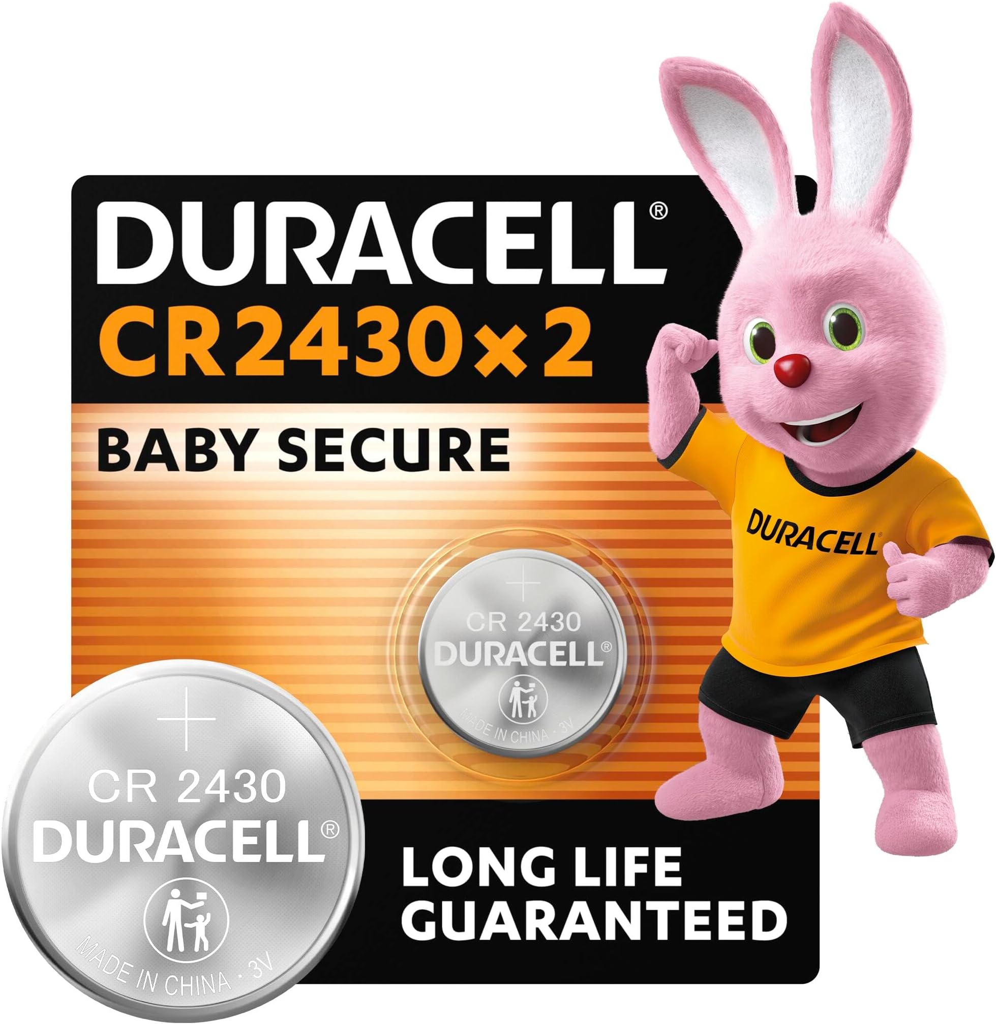 Duracell 2430 Lithium Coin Batteries 3V (2 pack)- Long life guaranteed - For Use in Key Fobs, Small Remotes, and Fitness Watches - Baby Secure Packaging - 10-Year In-Storage Guarantee