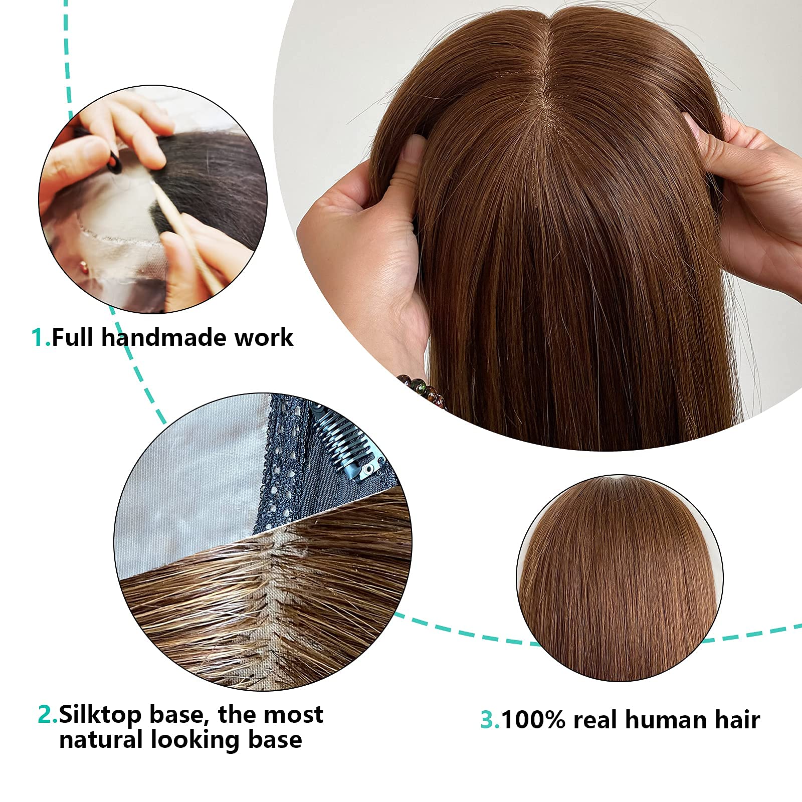 Amazon.com : Briiwii Human Hair Toppers for Women 12  display picture 2