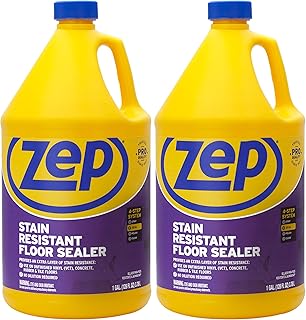 Zep Stain Resistant Floor Sealer - 1 Gallon (Case of 2) ECZUFSLR1282 - Durable, Long-Lasting, Enhances Gloss, Polish Longevity and Stain Resistance on Vinyl (VCT), Concrete, Rubber and Tile