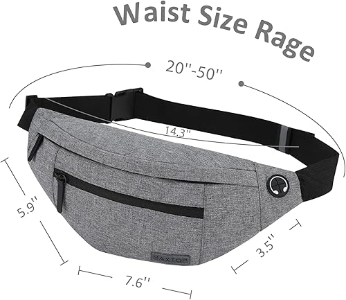 Miniatura 263 de MAXTOP - Cangurera cruzada grande con 4 bolsillos con cremallera, ideal para eventos deportivos, festivales, entrenamiento, viajes, correr y uso