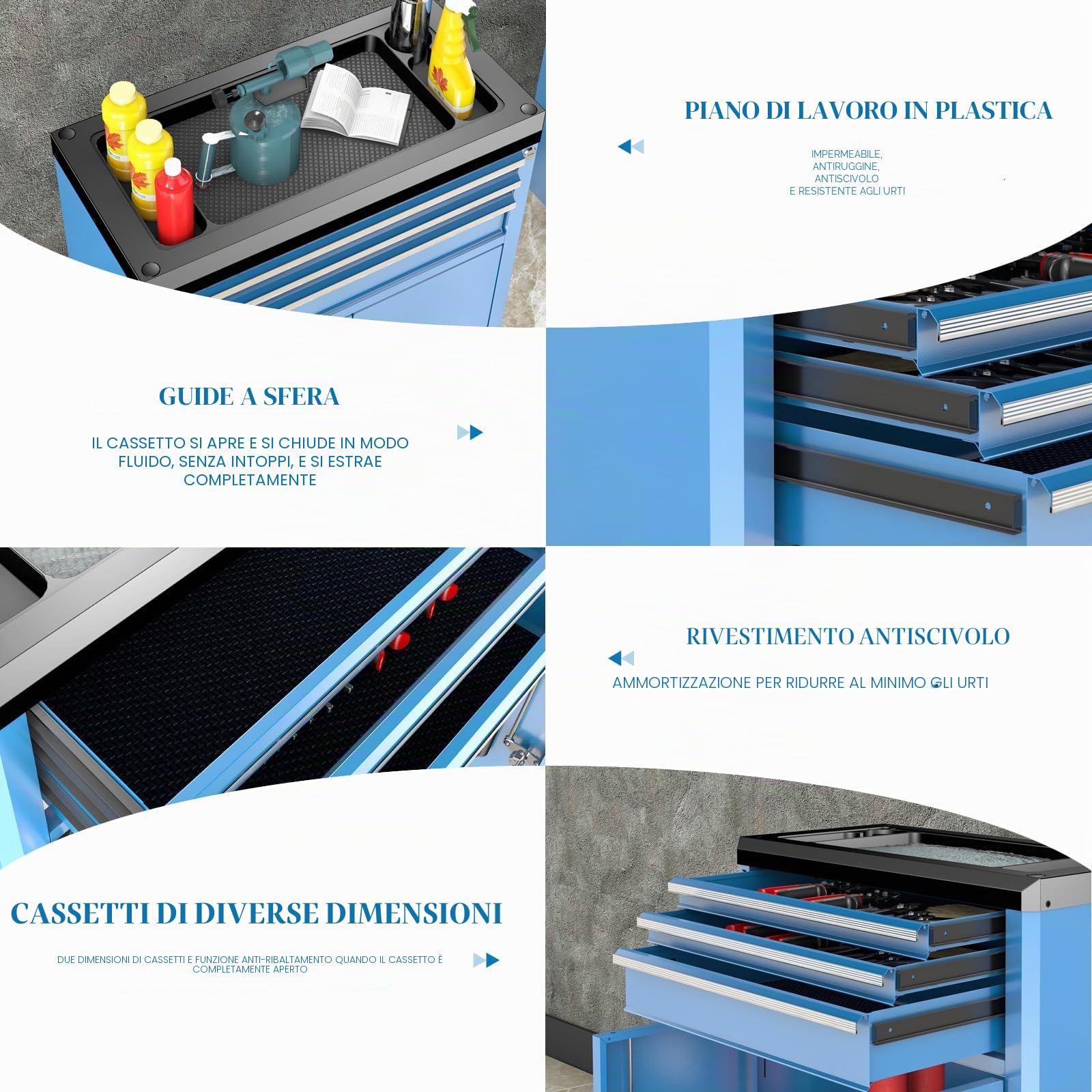 LARBANKE Carrello da officina a 3 cassetti, multifunzione, pieghevole, 4 ruote, asta di collegamento che collega più prodotti in un'unità più grande