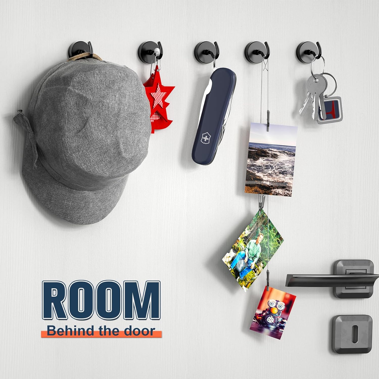 FINDMAG 20 Pack Magnetic Hooks, 50lbs Strong Magnetic Hooks Heavy Duty for Hanging, Magnets with Hooks for Cruise Cabin, Classroom, Office, Grill, Heavy Duty Magnetic Metal Hooks for Refrigerator - Image 6