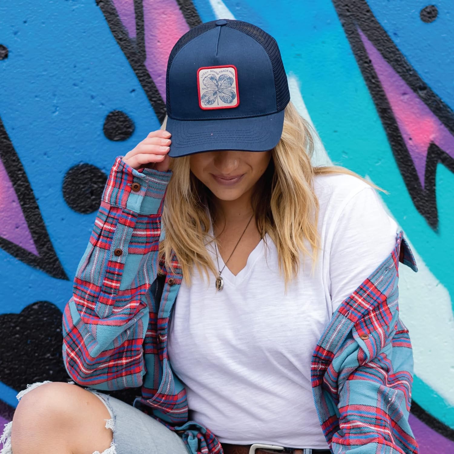 Lucky Brand Trucker Hat | Snapback | Adjustable | Mesh Back | Retro | Baseball Cap | Golf | Fishing | American Heritage