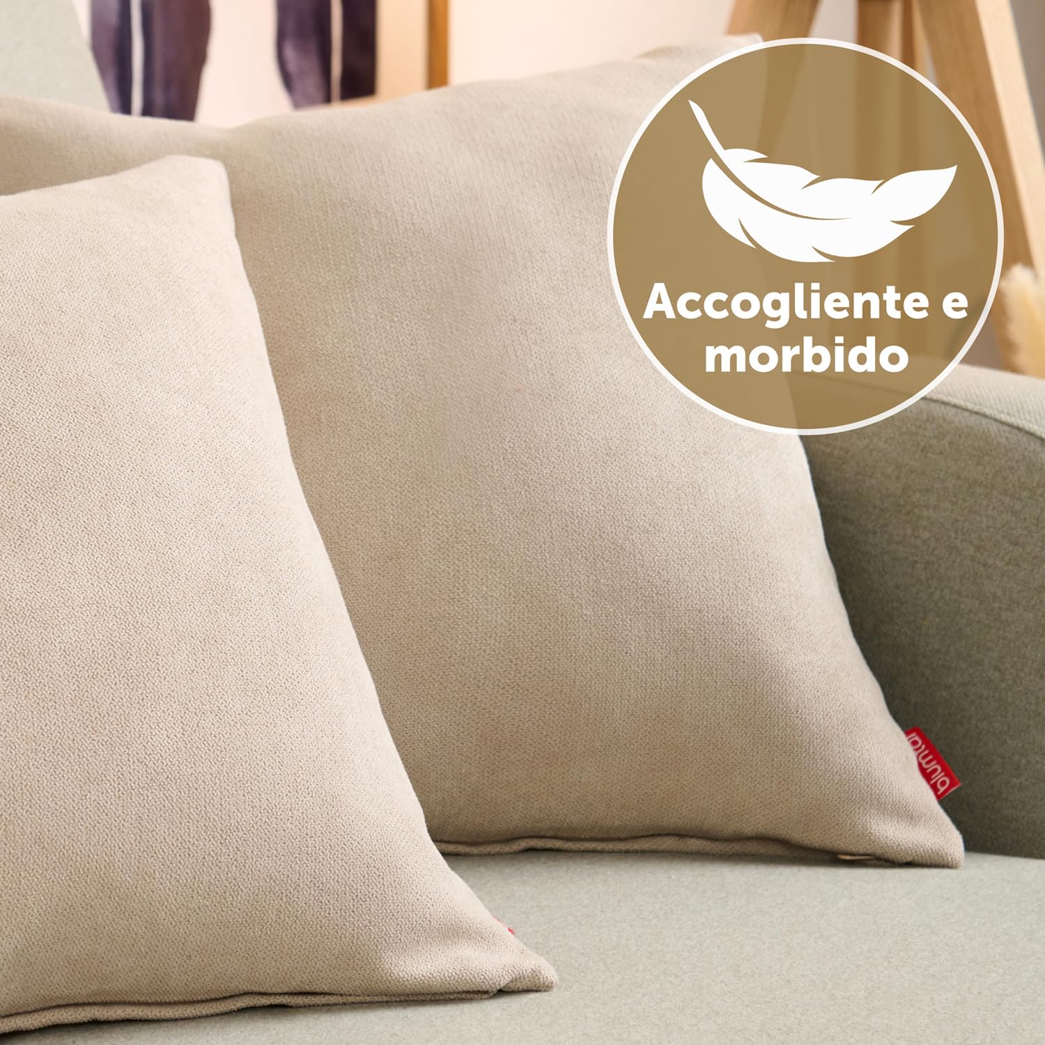 Blumtal Federe Cuscini Divano in Ciniglia, Copricuscini Divano, Federe Cuscino Divano, 2 Pezzi, 45 x 45cm, Taupe