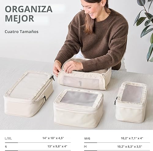 Miniatura 3 de Aerotrunk Cubos de embalaje de compresión para viajes, bolsas organizadoras de equipaje, cubos de embalaje con doble cremallera para maletas