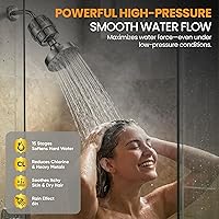 Vista 4 de Cabezal de ducha filtrado para agua dura – Lujoso filtro de ducha de alta presión de 25 etapas con cabezal de ducha de acero inoxidable real