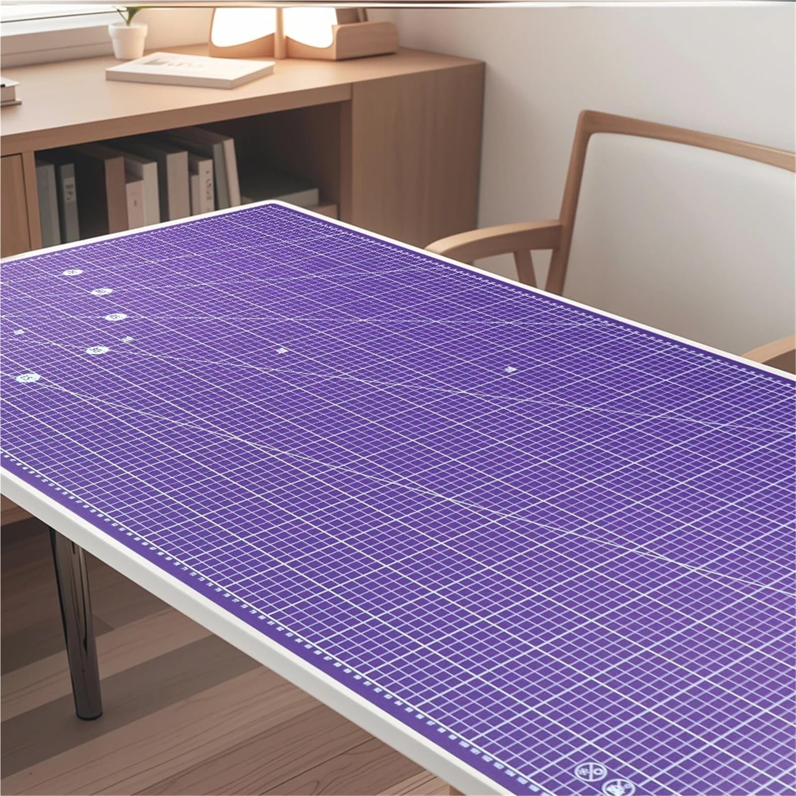 Tapis de découpe 120 x 60 cm, protection table en PVC, double face, rose et violet, auto-réparateur Convient pour la découpe de bureau