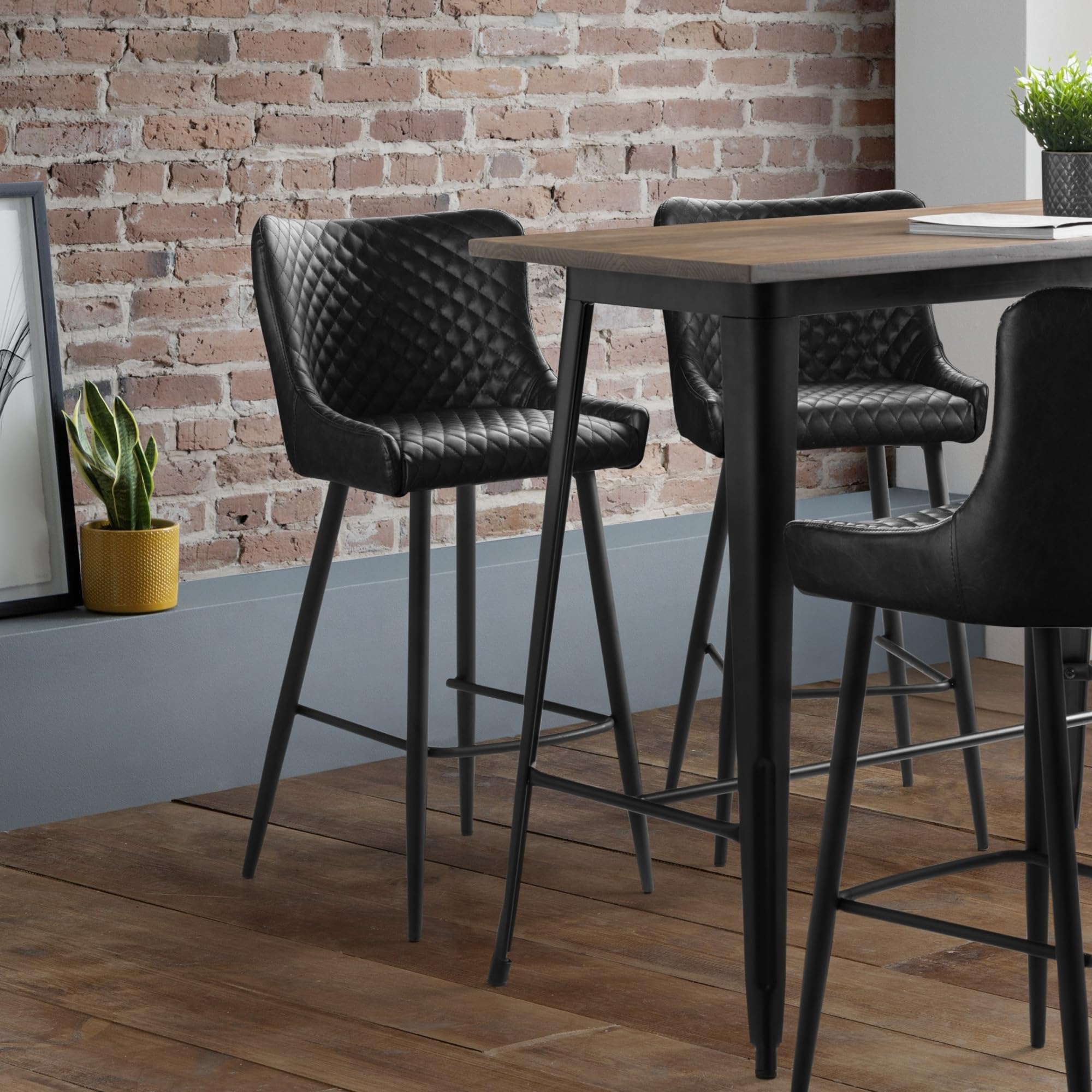 Julian Bowen Luxe Faux Leather Barstool - Black