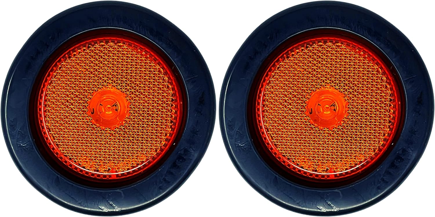 All Star Truck Parts] 5x Amber + 5x Red 2.5" 4 Led Round Side Marker Clearance Lights Grommet Flush Mount, Sealed Truck Trailer with Reflex Lens, IP67 Waterproof- Super Bright DOT SAE P2 FMVSS 180