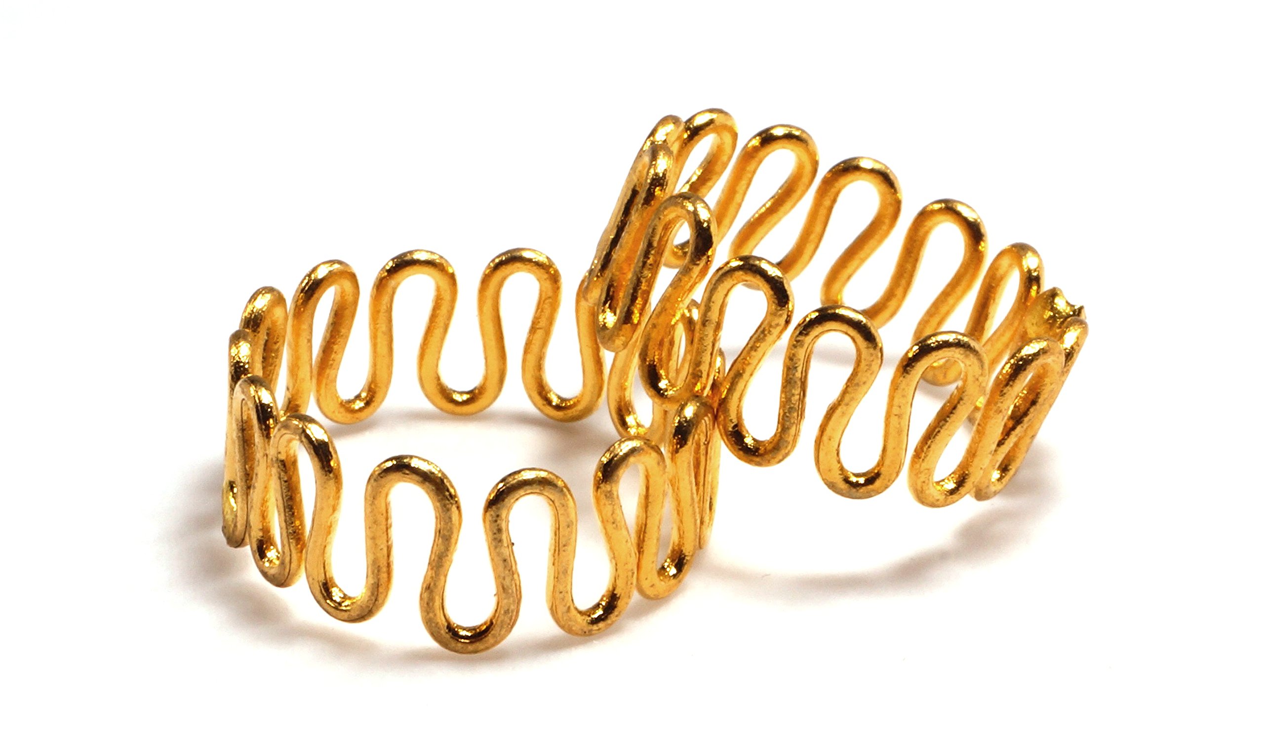 Deccani HandicraftsDaily Use Metal Alloy (Panchaloha) Toe Ring for Women- Expandable Wavy Pattern