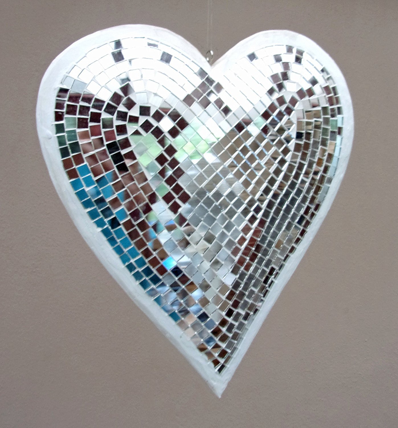 Plantation Designs Unusual Mirror Heart Mobile Mosaic Valentines day Wind Twister Giant Wind Spinner