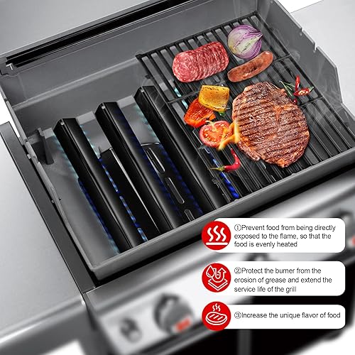 Miniatura 6 de GGC Barras aromatizantes y deflectores de calor para Weber Genesis 300 Series Genesis E310 E320 E330 S310 S320 S330 EP-310 EP-320 EP-330, repuesto