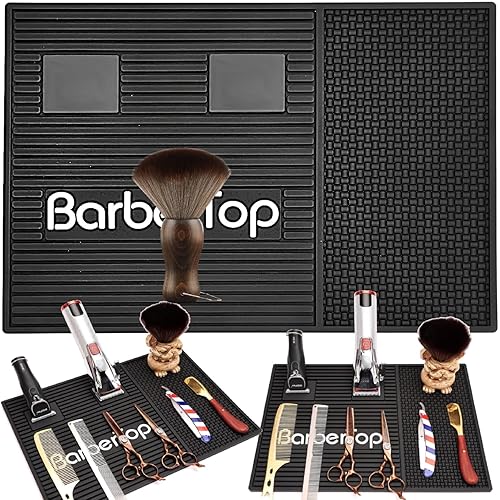 Alfombrilla organizadora de herramientas de peluquería, alfombrilla magnética de peluquería con 2 ranuras magnéticas, alfombrilla para recortar