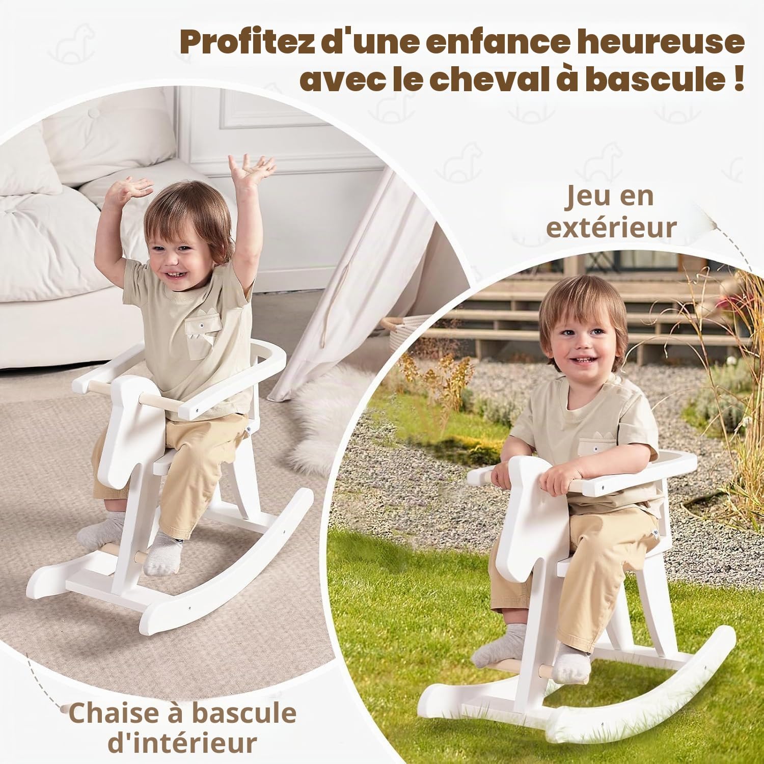 Labebe Cheval à Bascule Enfant (12-36 Mois), Bascule Bois, Jouet à Bascule Bébé, Cadeau d'anniversaire créatif pour Enfants Unisexes 1-3 ans