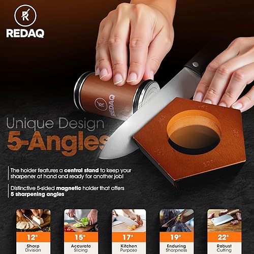 Miniatura 6 de Afilador de cuchillos rodantes restaura cuchillos sin brillo rápidamente con 5 ángulos magnéticos (12  a 25 ), discos de diamante y corindón,