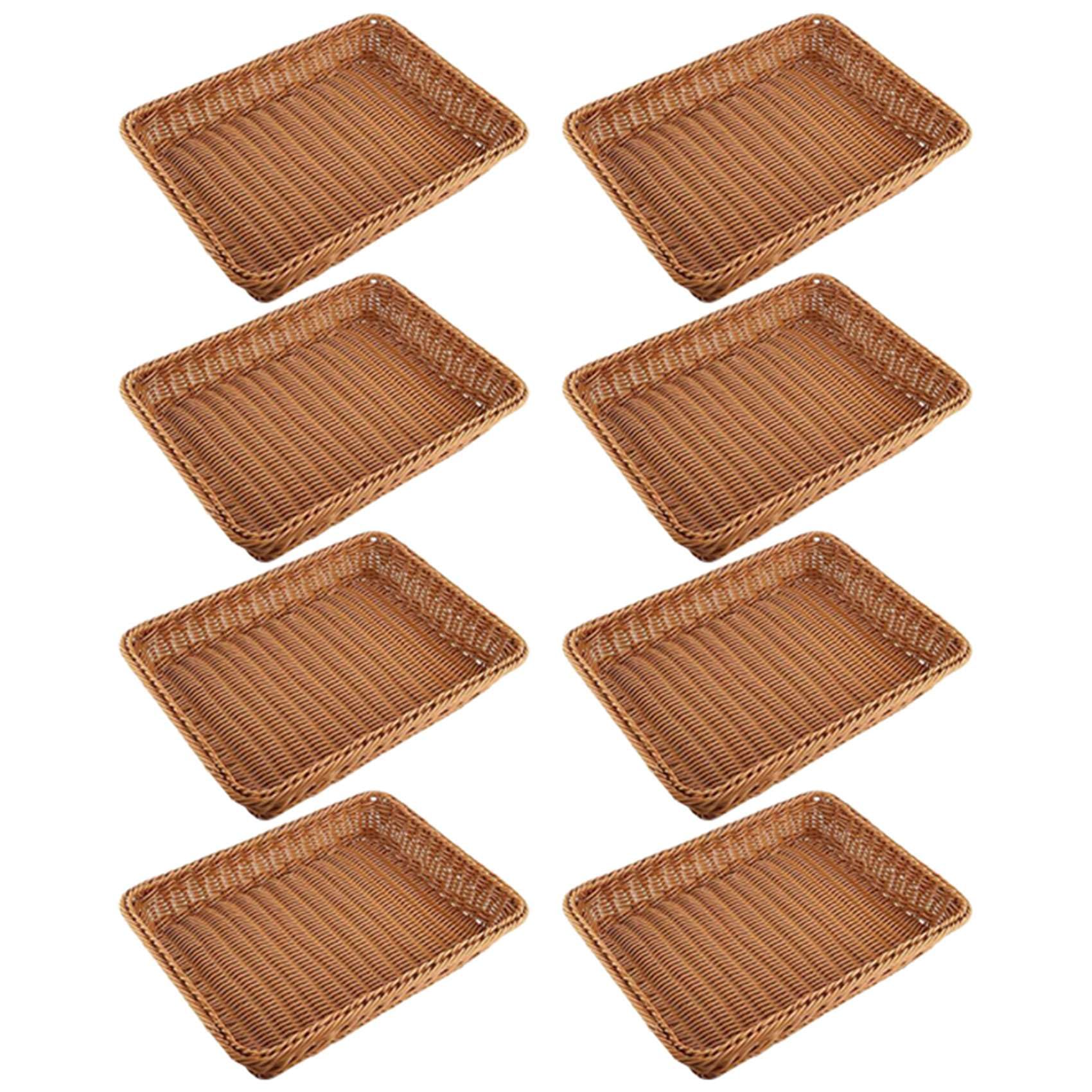 Hndhbfgrt 8X Plastic Rattan Basket, Bread Basket Bread Shop Supermarket Display Basket Basket,Brown
