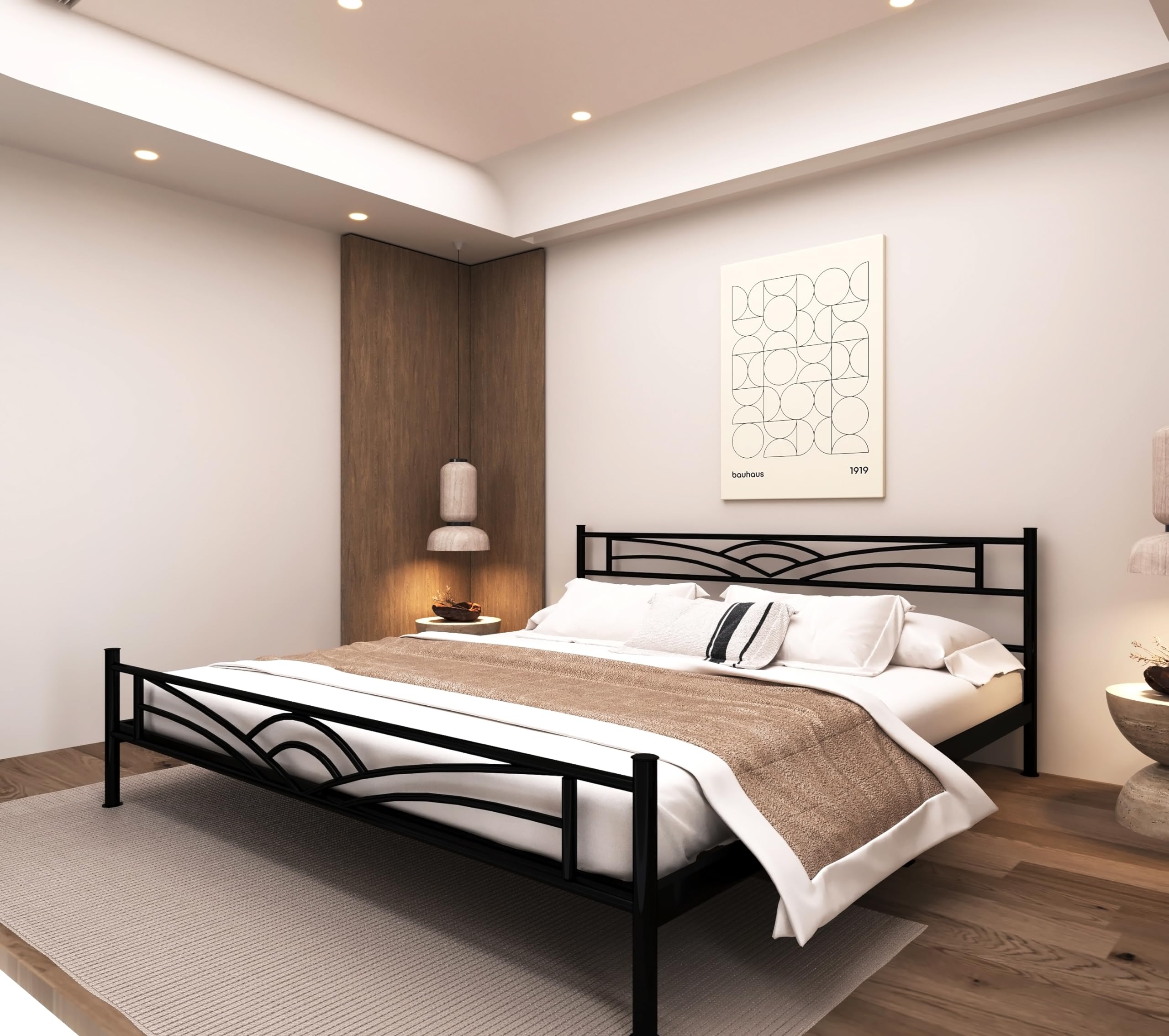 ANISHWAR Metal Frame Queen Size Platform Bed for Bedroom | Heavy Duty Metal Bed for Home | Hotel | Hostel - (Black)-image-23